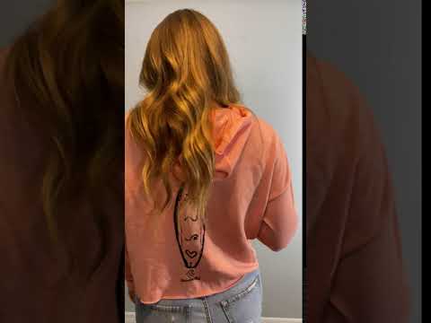 Video of Tribal Chakra Radical Magical Crop Hoodie in the color Beach Baby Coral